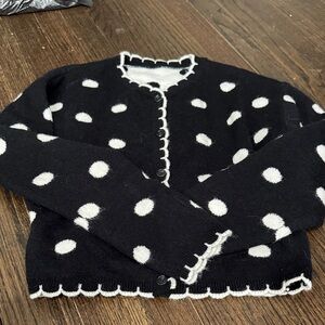 Commense Black and White Polka Dot Cardigan